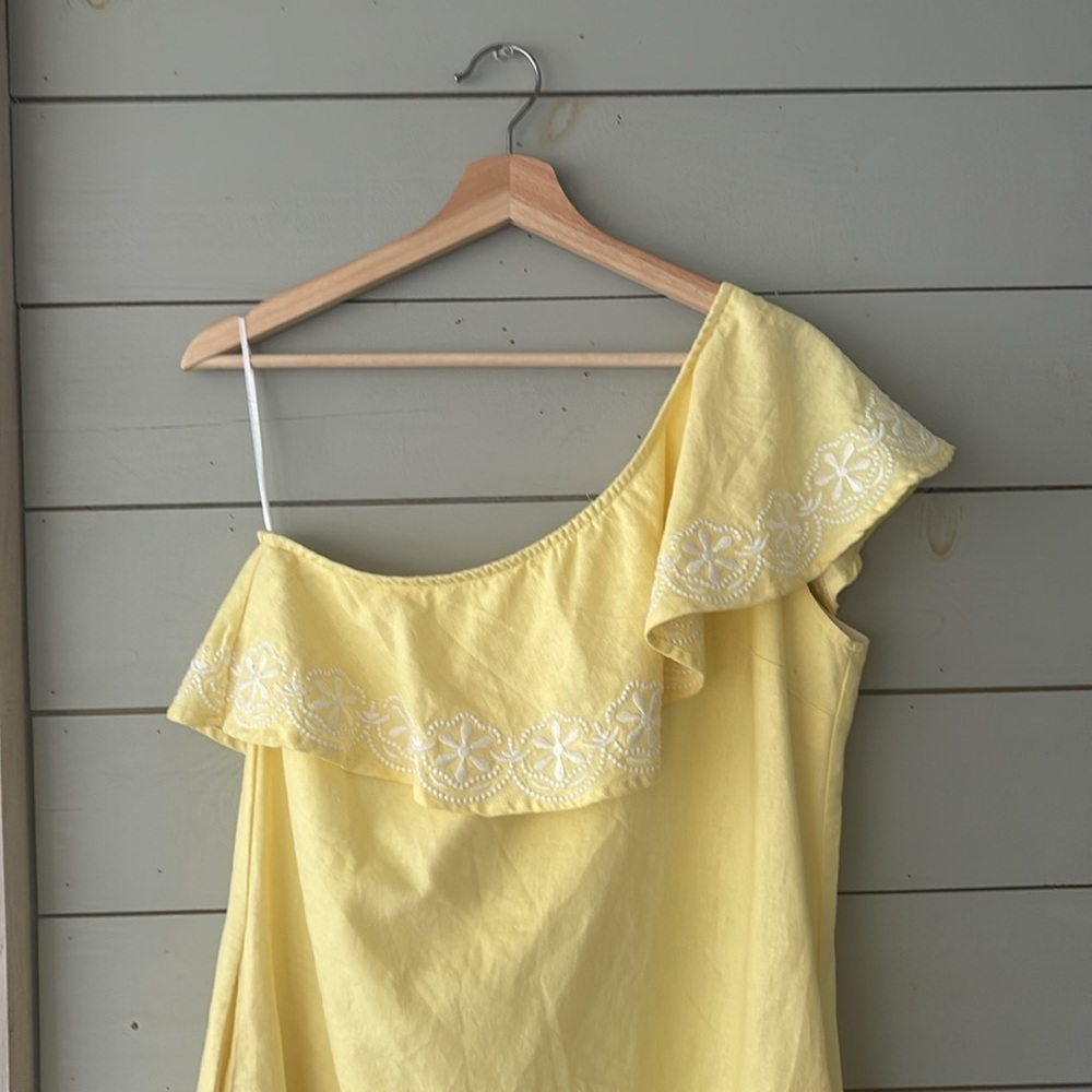 Sloane Ranger Yellow One-Shoulder Dress | Size Large - Picture 2 of 6
